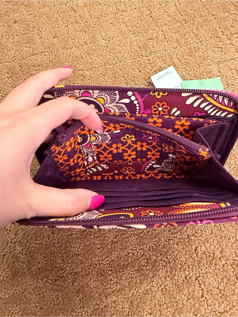Vera Bradley Safari Sunset Purple Floral Accordion Wallet Zip Around NWT - Picture 5 of 8
